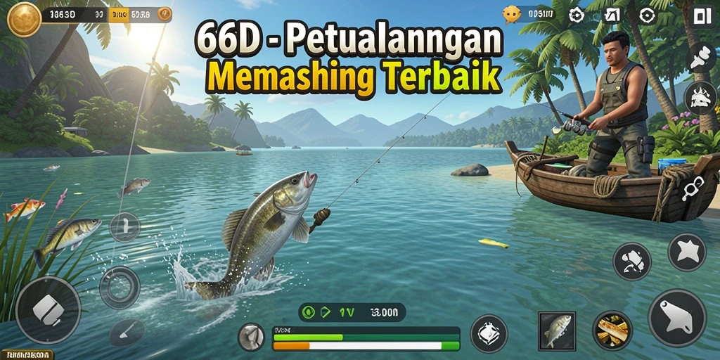 Screenshot gameplay <strong>66D</strong> menampilkan aksi seru dalam menangkap ikan.