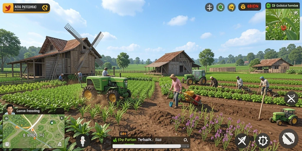 Tangkapan layar gameplay 68IDN yang menampilkan aktivitas berkebun yang menarik.