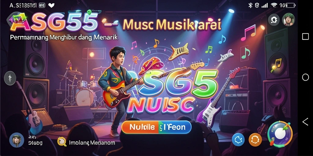 Tangkapan layar <strong>ASG55</strong> menampilkan pengalaman bermain musik yang interaktif.