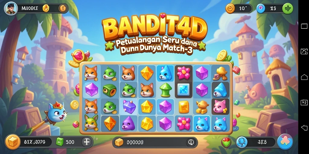 Screenshot gameplay <strong>BANDIT4D</strong> menampilkan aksi seru dalam mencocokkan item.