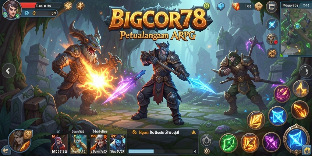 Screenshot gameplay BIGCOR78 menampilkan aksi seru dalam pertempuran ARPG.