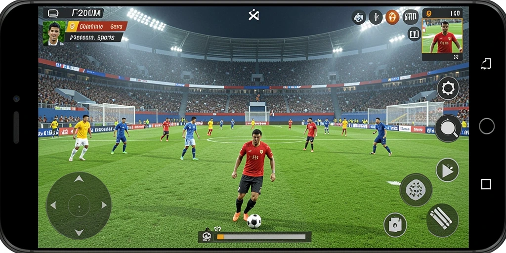 Screenshot gameplay F200M yang menampilkan pertandingan olahraga seru.