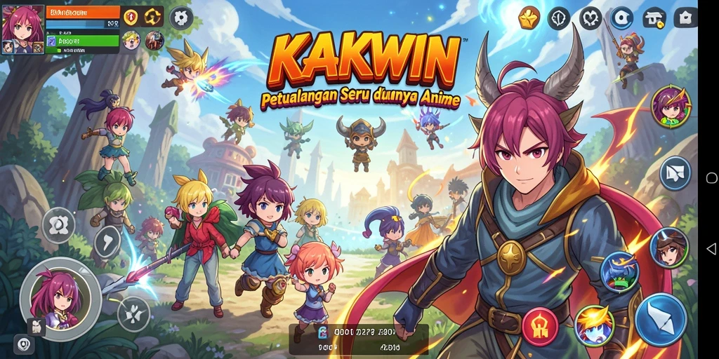 Screenshot KAKWIN menunjukkan pertarungan seru dengan karakter anime.