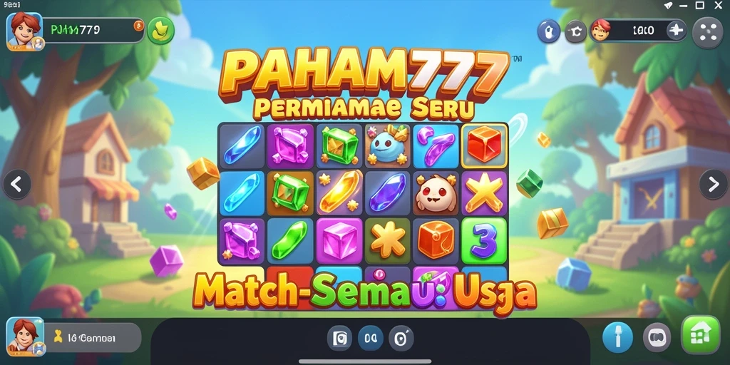 Tampilan gameplay menawan dalam PAHAM777 dengan permata berwarna-warni.