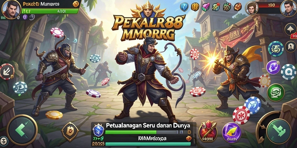 Screenshot utama POKER88 menampilkan aksi seru dalam pertempuran MMORPG.