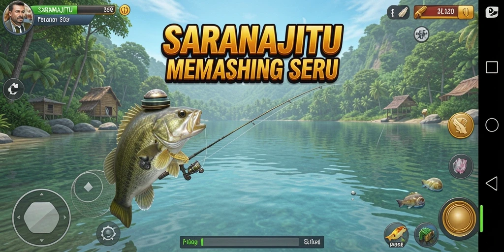 Tampilan gameplay memancing yang mendebarkan dan penuh warna.
